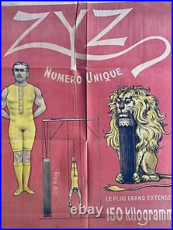 Affiche ancienne originale ZYZ cirque 1910