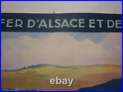Affiche ancienne originale chemin de fer Alsace Lorraine entoilée vers1920