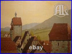 Affiche ancienne originale chemin de fer Alsace Riquewihr vers 1920 entoilée