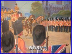 Affiche ancienne originale chemin de fer Angleterre Paris Londres 1932 entoilée