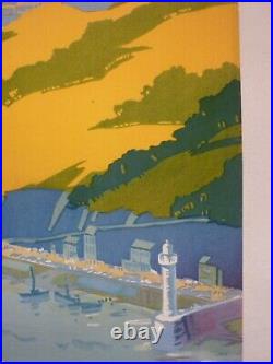 Affiche ancienne originale chemin de fer Bretagne Saint Brieuc Commarmond 1930