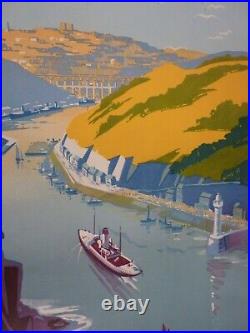 Affiche ancienne originale chemin de fer Bretagne Saint Brieuc Commarmond 1930