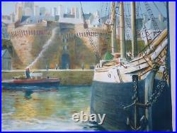 Affiche ancienne originale chemin de fer Bretagne Saint Malo 1933 entoilée