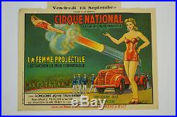 Affiche ancienne originale cirque cirque National, ANTIQUE CIRCUS POSTER