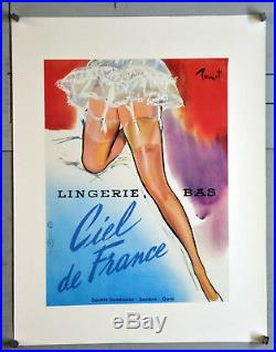 Affiche ancienne originale entoilée CIEL DE FRANCE BRENOT 32 X 24 CM