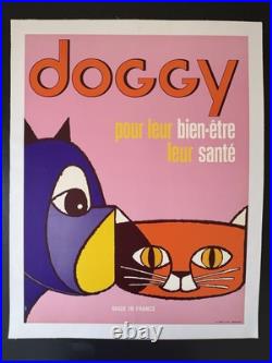 Affiche ancienne originale entoilée DOGGY années 80