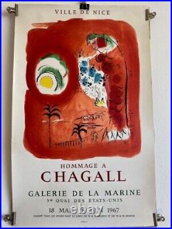 Affiche ancienne originale lithographique Marc Chagall 1967