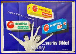 Affiche ancienne originale souriez GIBBS 120 X 80 cm