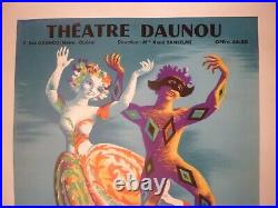 Affiche ancienne originale théâtre Daunou Danse 1954 entoilée