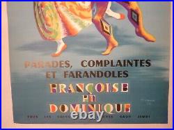 Affiche ancienne originale théâtre Daunou Danse 1954 entoilée