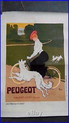 Affiche ancienne originale vélo Peugeot signée Thor