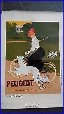 Affiche ancienne originale vélo Peugeot signée Thor Publicité