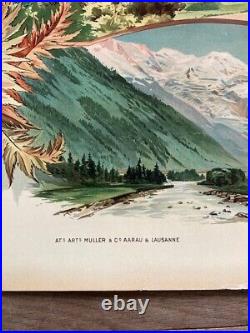 Affiche ancienne originale vintage chamonix mont blanc 1890