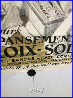Affiche ancienne pensements croix soleil infirmiere pharmacie Paris Cappiello