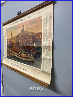 Affiche ancienne publicité Calendrier 1931 Marseille Vieux Port Bonamici Moulot