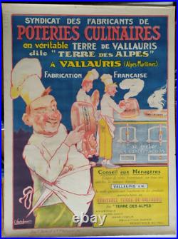 Affiche ancienne publicité Poterie culinaires Vallauris terre des alpes