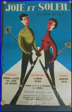 Affiche ancienne ski meribel val d isere les houches davos old poster