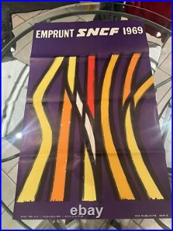 Affiche ancienne sncf 1969 Rare Train Emprunt Publicité