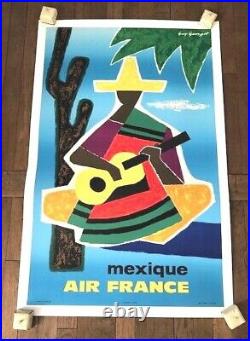Affiche ancienne vintage Air France MEXIQUE signée GEORGET LITHOGRAPHIQUE