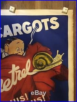 Affiche ancienne vintage pub originale Escargots Ménetrel par Rudd, années /30