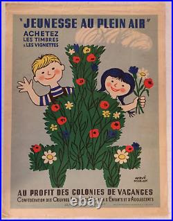 Affiche collection Hervé MORVAN jeunesse en plein air colonies de vacances