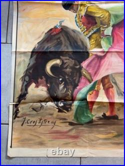 Affiche corrida originale Plaza de Toros Arles 31 mai 1964 J Cros Estrems 81x111
