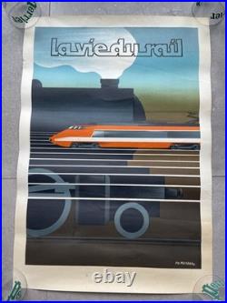 Affiche de Fix-Masseau pour LA VIE DU RAIL 1986 TGV 47 x 67 cm