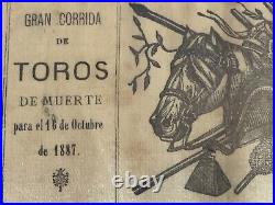 Affiche de corrida plaza de toros Valencia en soie XIXe