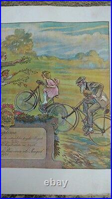 Affiche diplôme du plus vieux vélo Peugeot 1921, vélo de 1905, Maurice Neumont