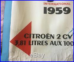 Affiche entoilée 4ème MOBIL ECONOMY RUN INTERNATIONAL 1959 CITROEN 2CV