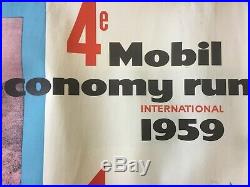 Affiche entoilée 4ème MOBIL ECONOMY RUN INTERNATIONAL 1959 CITROEN 2CV