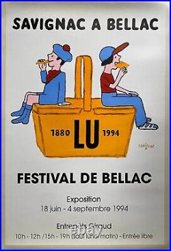 Affiche entoilée Exposition FESTIVAL DE BELLAC Biscuits Lu SAVIGNAC 44x66cm 1994