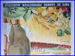 Affiche entoilée L'ALGERIE Pays de grande production agricole DORMOY 73x104 1929