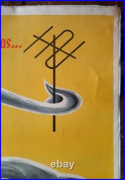 Affiche entoilée Radio Television AMPLIX éléphant COUTANT 81x121cm 1950
