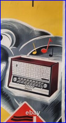 Affiche entoilée Radio Television AMPLIX éléphant COUTANT 81x121cm 1950