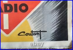 Affiche entoilée Radio Television AMPLIX éléphant COUTANT 81x121cm 1950
