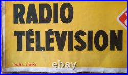 Affiche entoilée Radio Television AMPLIX éléphant COUTANT 81x121cm 1950