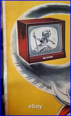 Affiche entoilée Radio Television AMPLIX éléphant COUTANT 81x121cm 1950