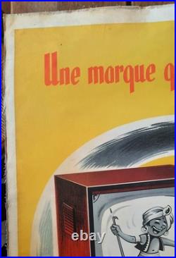 Affiche entoilée Radio Television AMPLIX éléphant COUTANT 81x121cm 1950