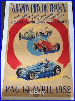 Affiche entoilée de Jean des Gachons Grand prix automobiles de France Pau 1952