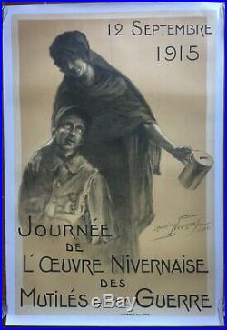 Affiche entoilée guerre 14-18 JOURNEE DE L'OEUVRE NIVERNAISE Neumont 79x117cm