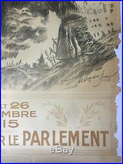 Affiche entoilée guerre 14-18 JOURNEE DU POILU Maurice Neumont 80x120cm 1915