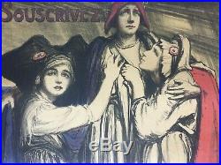 Affiche entoilée guerre BANQUE D'ALSACE ET DE LORRAINE Fouqueray 77x119cm 1920