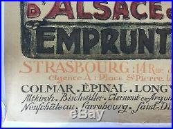 Affiche entoilée guerre BANQUE D'ALSACE ET DE LORRAINE Fouqueray 77x119cm 1920