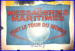 Affiche les messageries maritimes font le tour du monde signé SANDY HOOK