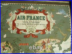 Affiche lithographie Air France Planisphère Nova et Vetera Lucien Boucher 1939