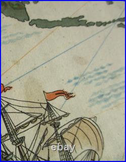 Affiche lithographie Air France Planisphère Nova et Vetera Lucien Boucher 1939