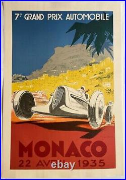 Affiche lithographie GRAND PRIX AUTOMOBILE DE MONACO 1935 Geo Ham 70x100cm 80's