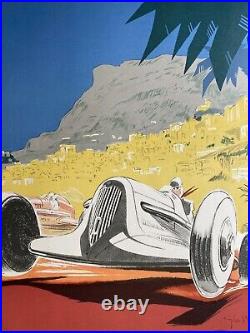 Affiche lithographie GRAND PRIX AUTOMOBILE DE MONACO 1935 Geo Ham 70x100cm 80's