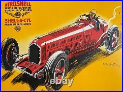Affiche lithographie SHELL Huiles pour moteurs GEO HAM Automobile 70x100cm 80's